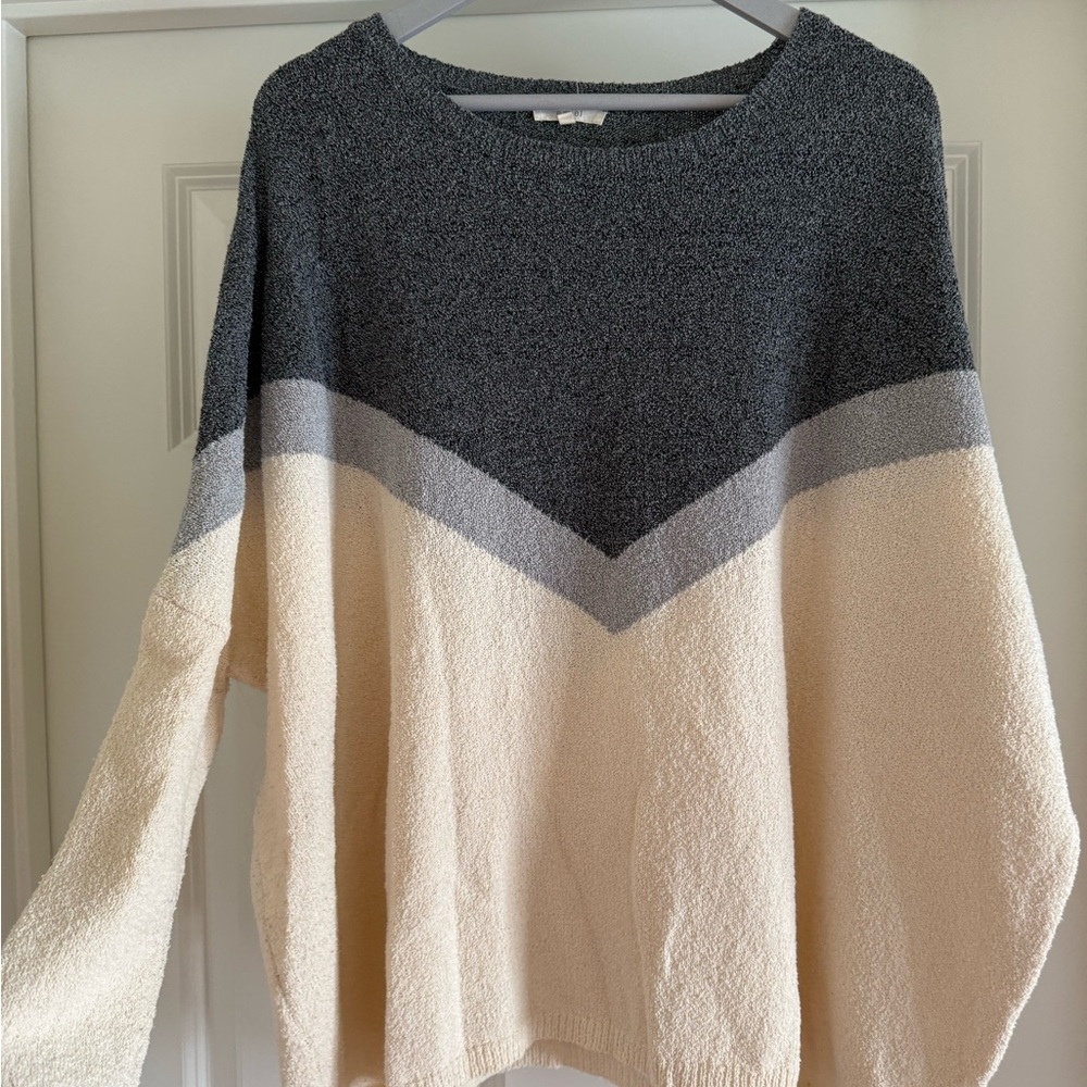 Colorblock Sweater - Navy, light blue, and Cream